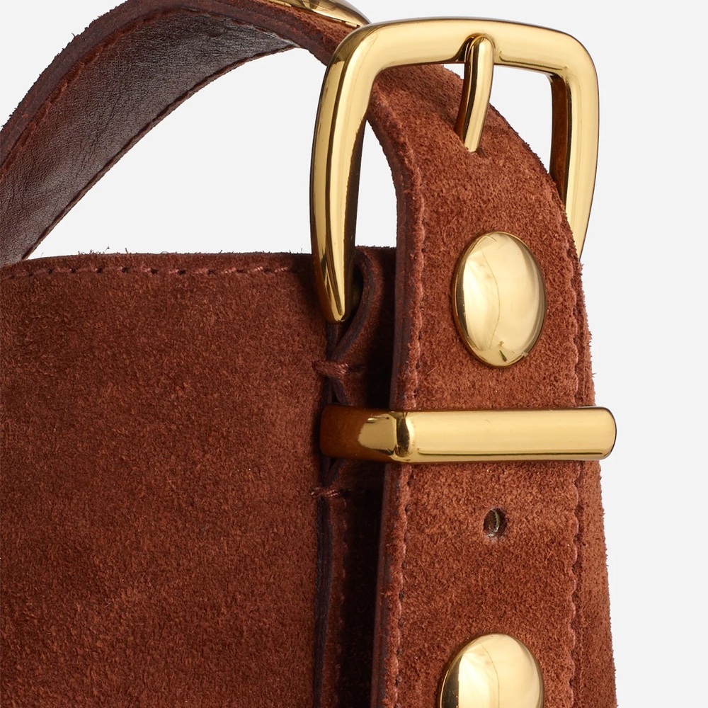 NWT Madewell essential suede bucket tote bag soft mahogany brown suede leather - Picture 5 of 16